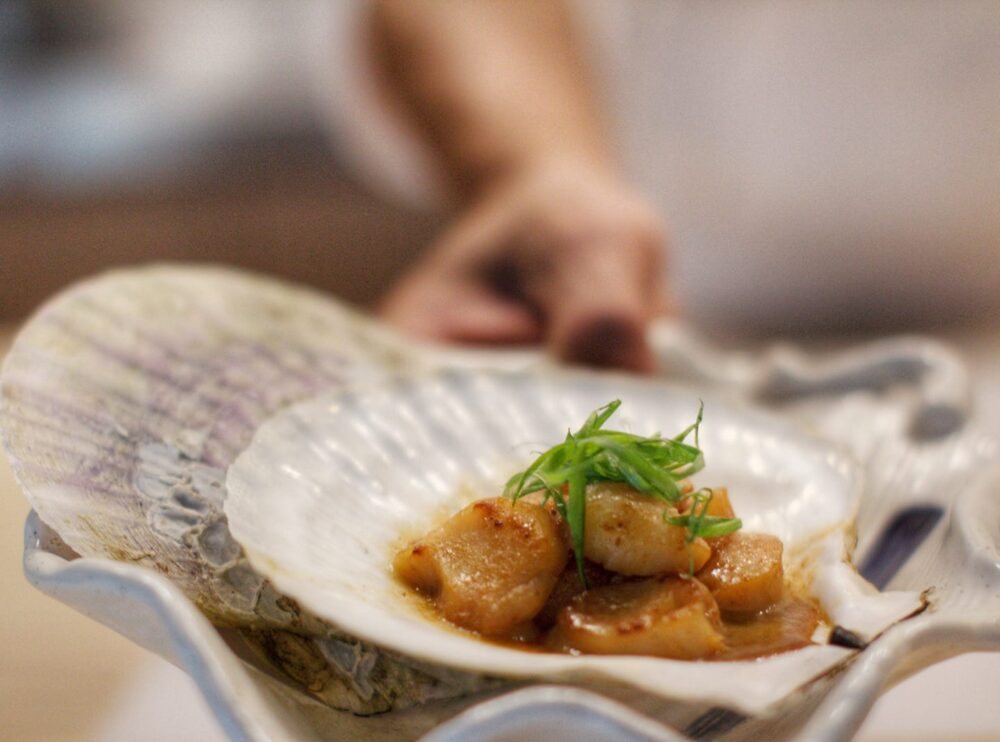 Nama hotate with sea urchin